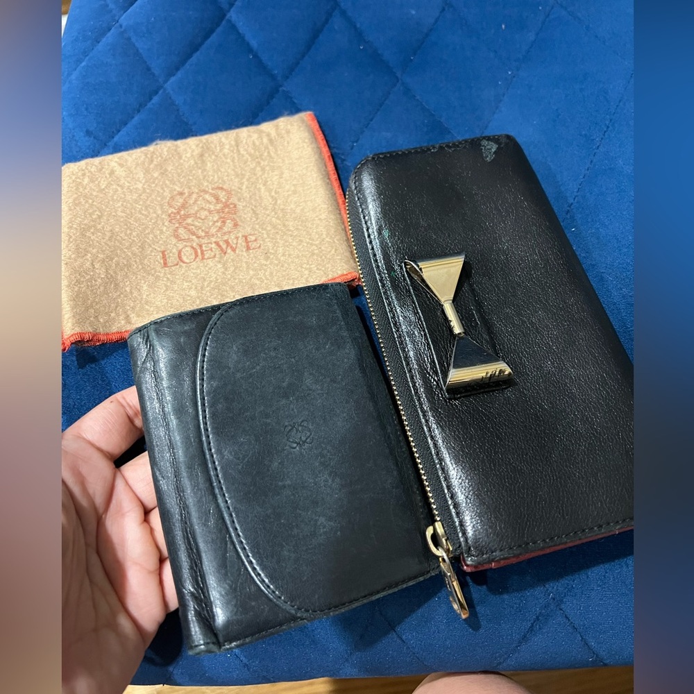 PROJECT Luxury Bundle of Two Black leather wallets - Chloe and Loewe